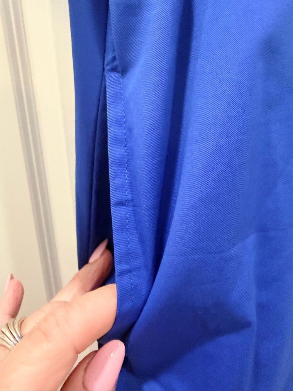 Royal Blue Short Sleeve Button Front Shirt Dress Midi Pocket Size S - Picture 4 of 7